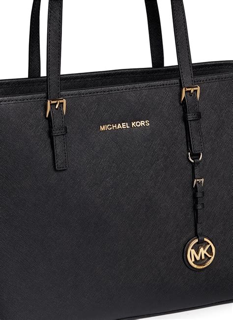 michael kors jet set saffiano travel medium black totes|michael kors saffiano leather crossbody.